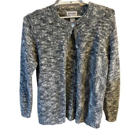 Alfred Dunner women’s mohair gray and white pearl buttons cardigan size small - Picture 1 of 9